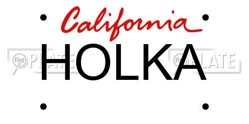 HOLKA California License Plate