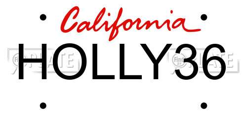 HOLLY36 California License Plate