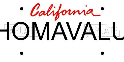 HOMAVALU California License Plate