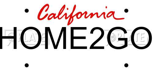 HOME2GO California License Plate