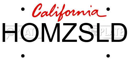 HOMZSLD California License Plate