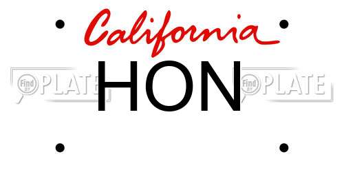 HON California License Plate