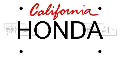 HONDA California License Plate