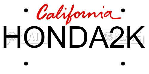 HONDA2K California License Plate