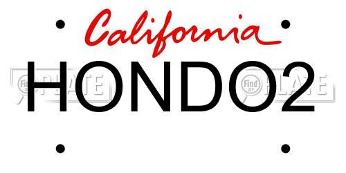 HONDO2 California License Plate
