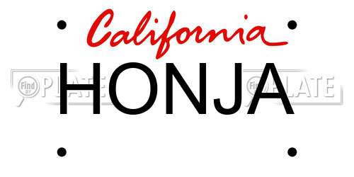 HONJA California License Plate