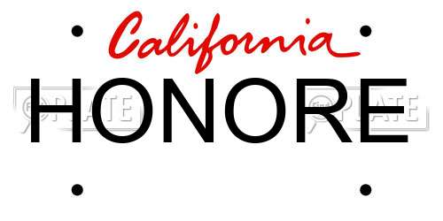 HONORE California License Plate