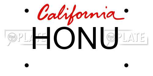 HONU California License Plate