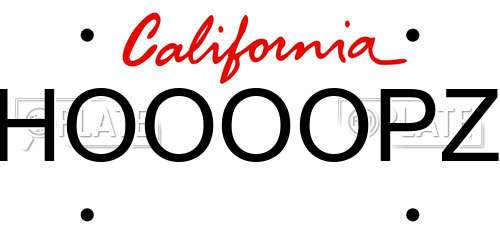 HOOOOPZ California License Plate