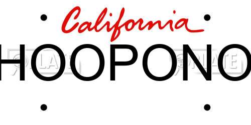 HOOPONO California License Plate