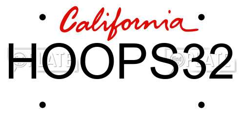 HOOPS32 California License Plate
