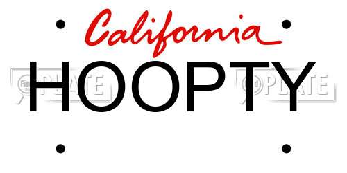 HOOPTY California License Plate