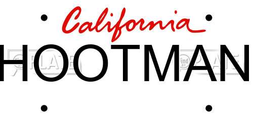 HOOTMAN California License Plate