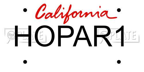 HOPAR1 California License Plate