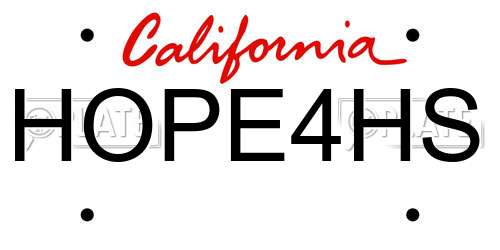 HOPE4HS California License Plate