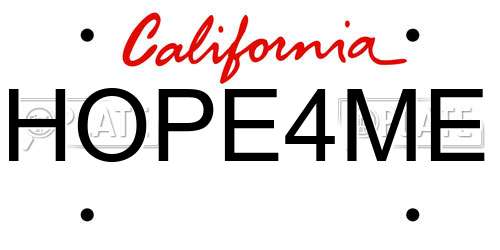 HOPE4ME California License Plate