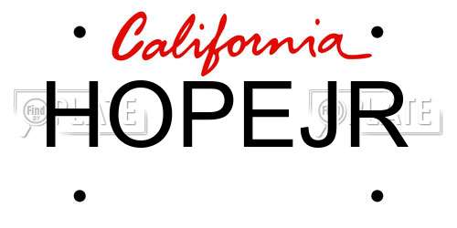 HOPEJR California License Plate