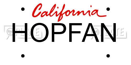 HOPFAN California License Plate