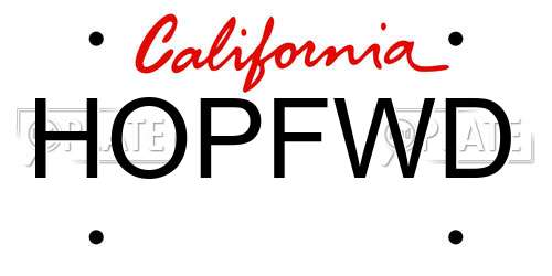 HOPFWD California License Plate