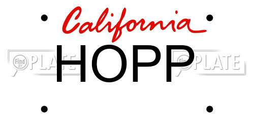 HOPP California License Plate