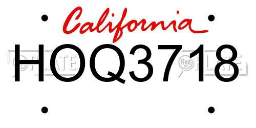 HOQ3718 California License Plate