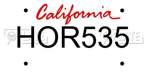 HOR535 California License Plate