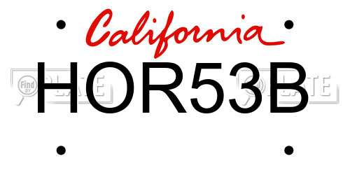 HOR53B California License Plate