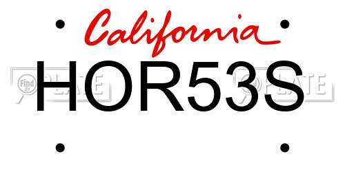 HOR53S California License Plate