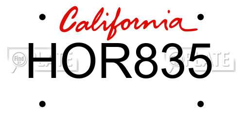 HOR835 California License Plate