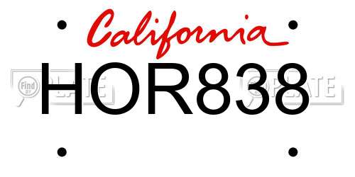 HOR838 California License Plate