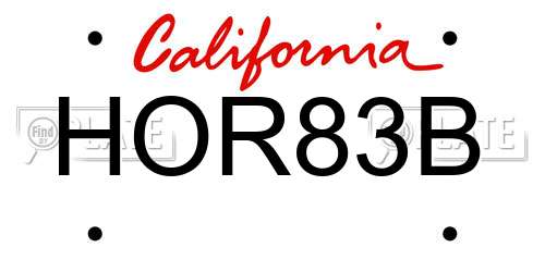HOR83B California License Plate