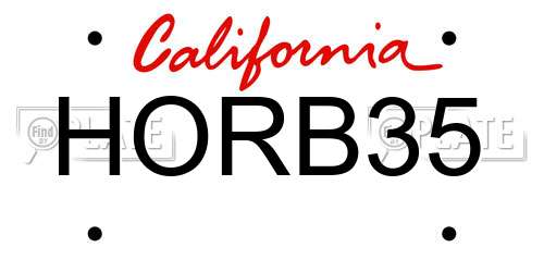 HORB35 California License Plate