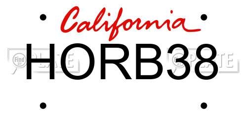 HORB38 California License Plate
