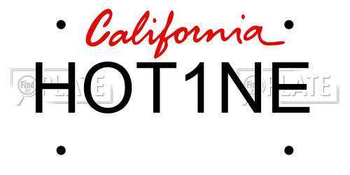 HOT1NE California License Plate