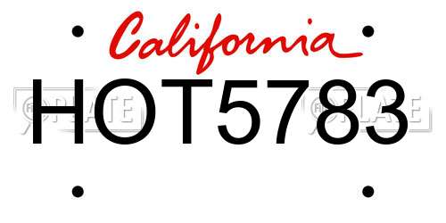 HOT5783 California License Plate