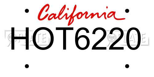 HOT6220 California License Plate