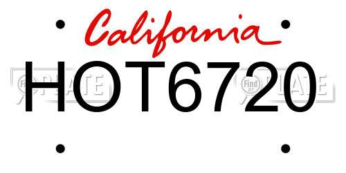 HOT6720 California License Plate
