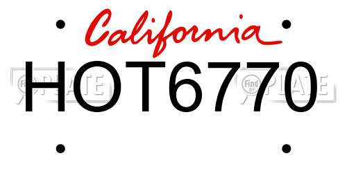 HOT6770 California License Plate