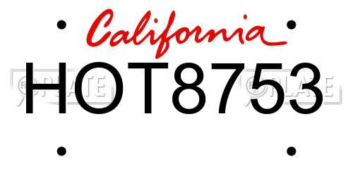 HOT8753 California License Plate