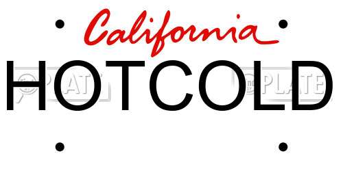 HOTCOLD California License Plate