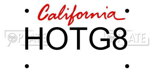 HOTG8 California License Plate