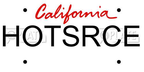 HOTSRCE California License Plate