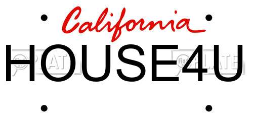 HOUSE4U California License Plate