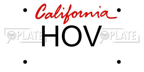 HOV California License Plate