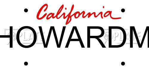 HOWARDM California License Plate