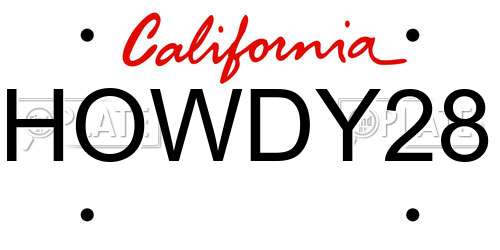 HOWDY28 California License Plate