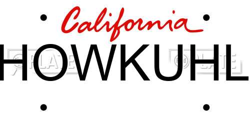 HOWKUHL California License Plate
