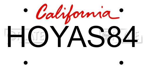HOYAS84 California License Plate