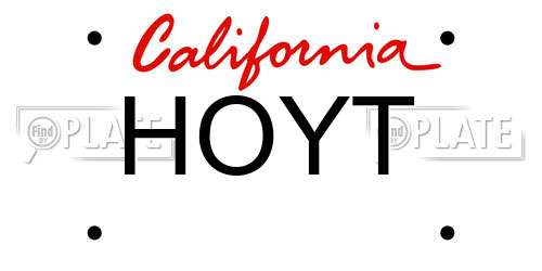 HOYT California License Plate