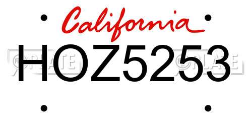 HOZ5253 California License Plate